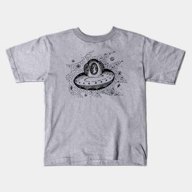 Bunnysaucer II Kids T-Shirt by ZooInk5